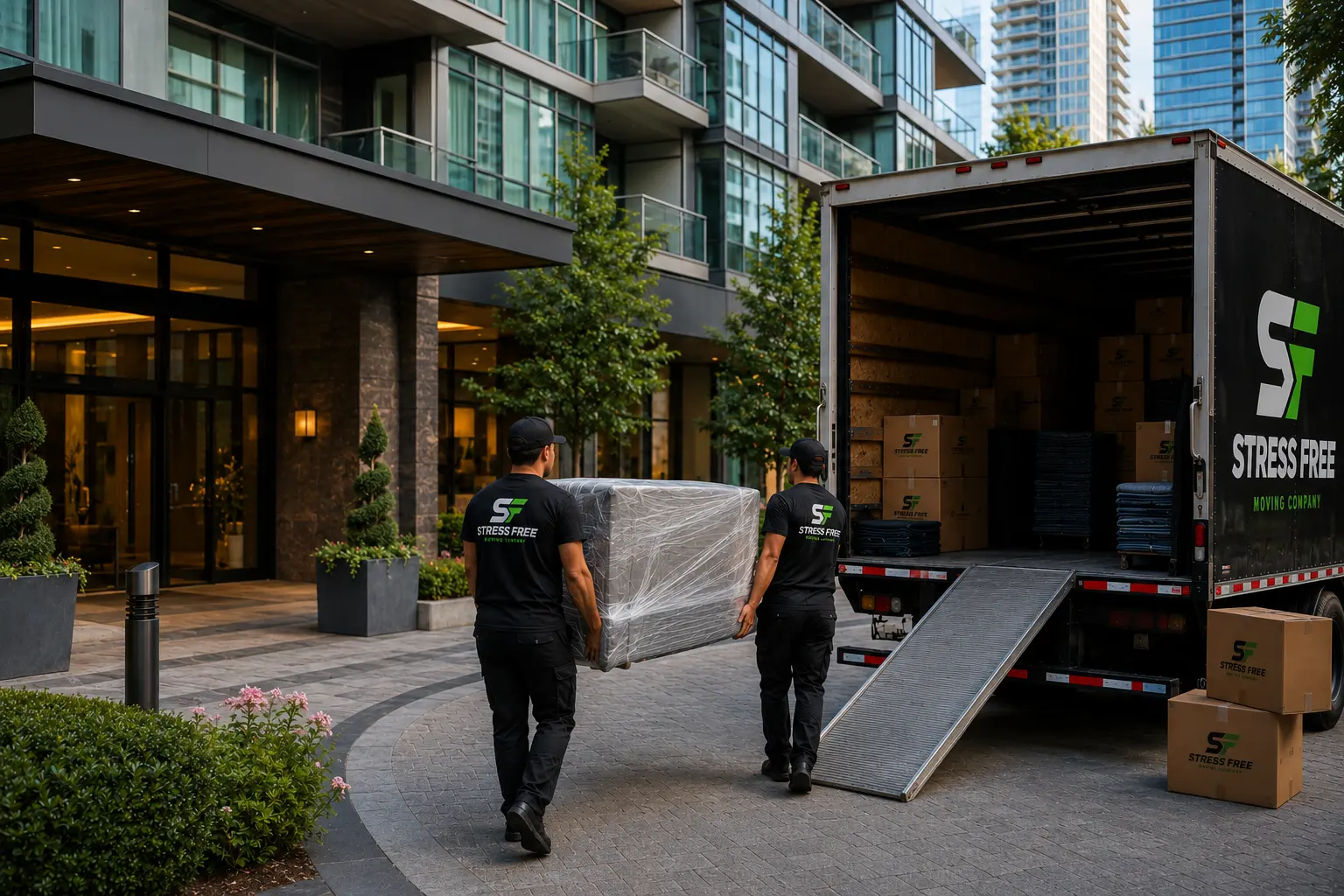 Stress Free Moving Company crew moving in Bellevue, WA